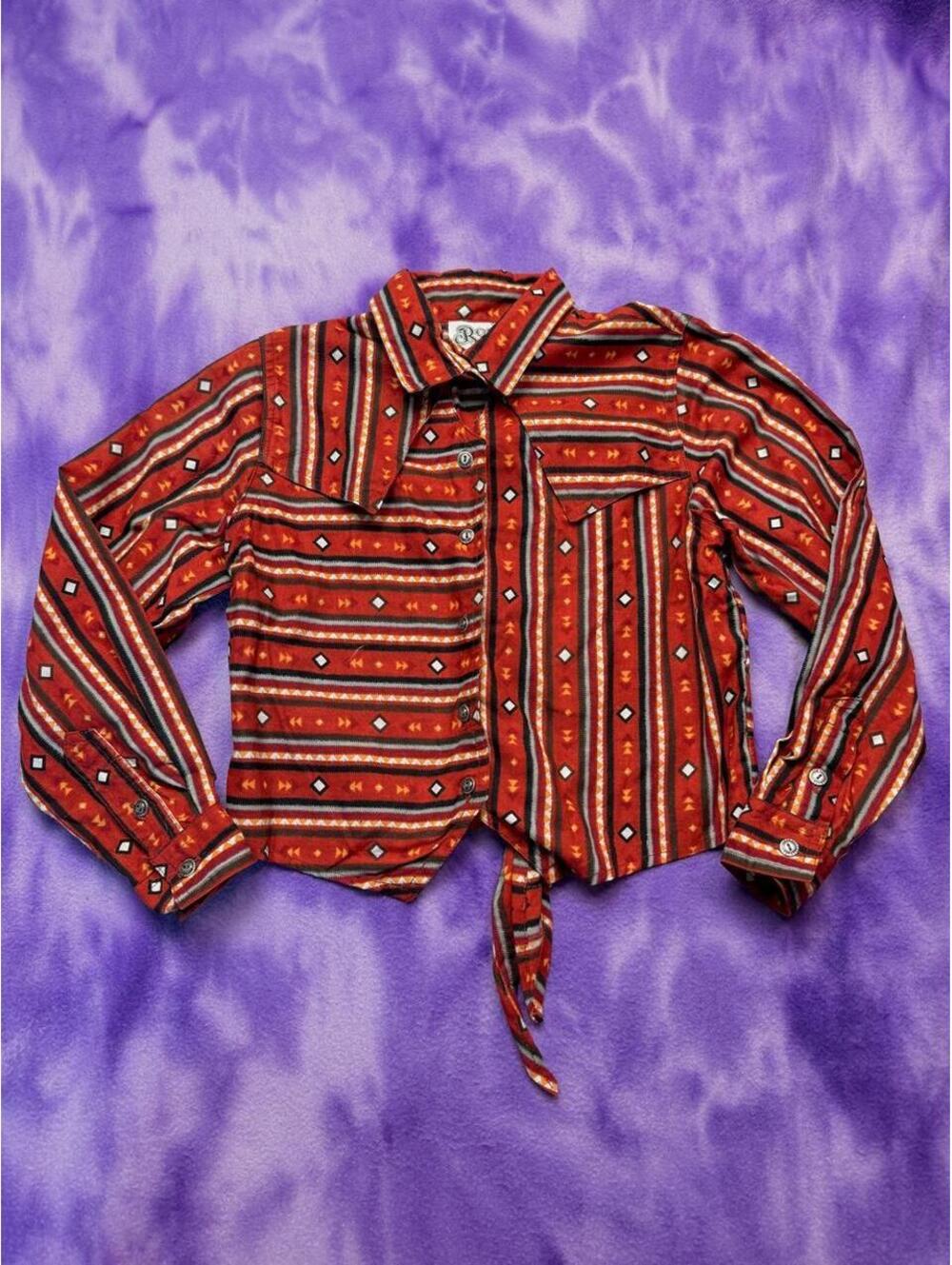 Vtg western printed cotton rodeo cowgirl blouse